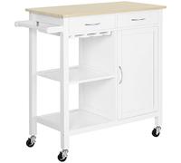HOMCOM Carrello da Cucina Classico 2 Cassetti e Ruote 89x40x84cm Bianco