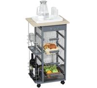 HOMCOM Carrello da Cucina con 1 Cassetto e 4 Cestelli Metallici