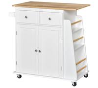 HOMCOM Carrello da Cucina con Armadietto, 2 Cassetti e Portaspezie a 3 Ripiani,