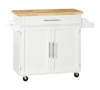 HOMCOM Carrello da Cucina con Cassetto, Portaspezie, Armadietto e 4 Ruote, 109x40x89cm, Bianco Aosom