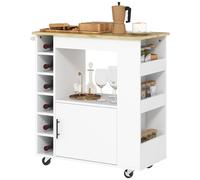 HOMCOM Carrello da Cucina con Ripiani, Armadietto e Portabottiglie, 83x40x83cm