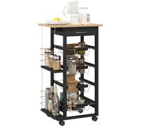 Homcom Carrello da cucina con ruote Carrello multiuso con cassetto 4 cestelli e ripiani rimovibili in metallo 47X37X83 cm Nero