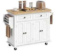 HOMCOM Carrello da Cucina con Ruote Isola Cucina 111x44.5x82.5 cm Bianco