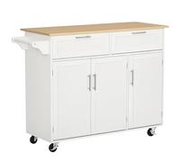 HOMCOM Carrello da Cucina Multiuso con 2 Cassetti, 121x46x91cm, Bianco