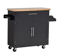 HOMCOM Carrello da Cucina Multiuso con Cassetto, 109x40x89 cm Nero