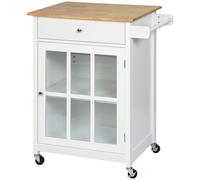 HOMCOM Carrello da Cucina Multiuso con Cassetto Armadietto e 4 Ruote in Legno