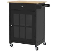 HOMCOM Carrello da Cucina Multiuso con Cassetto Armadietto e 4 Ruote in Legno