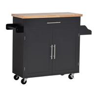 HOMCOM Carrello da Cucina Multiuso con Cassetto, Ruote, Portaspezie e Armadietto