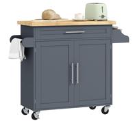 HOMCOM Carrello da Cucina Multiuso con Cassetto, Ruote, Portaspezie e Armadietto