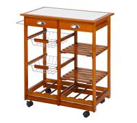 HOMCOM Carrello da Cucina Multiuso in Legno di Pino 74x37x75cm Pratico e Versatile per Piccole Cucine in Stile Moderno Color Marrone Chiaro Aosom
