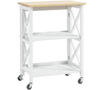 HOMCOM Carrello da cucina pieghevole Carrello da cucina con ruote Carrello portaverdure con 2 ripiani per sala da pranzo Carico 40 kg 60x40x84 cm Bianco