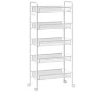 HOMCOM Carrello da Cucina Portaoggetti a 5 Livelli con Cestini a Rete