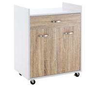 HOMCOM Carrellino da Cucina con Armadietto, Cassetto e 4 Ruote Legno Nero