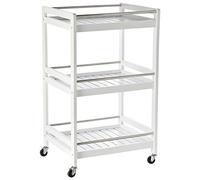 HOMCOM Carrello da Cucina Salvaspazio in Legno Bianco con 3 Ripiani 4 Ruote 360°