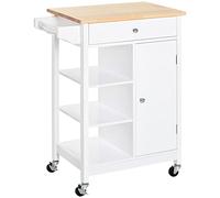 Carrello da Cucina Salvaspazio in Legno Bianco 66x39.5x86.5cm