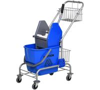 HOMCOM Carrello Lavapavimenti con Secchio 26L, Strizzatore e Cestini a Rete Blu