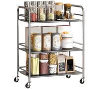 HOMCOM Carrello Multiuso a 3/4 Livelli con Ripiani Regolabili