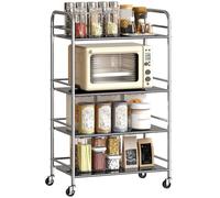HOMCOM Carrello Multiuso a 3 Livelli con Ripiano Centrale Regolabile 60x35x77 cm