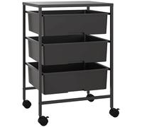 HOMCOM Carrello Multiuso con 3 Cestini Estraibili per Cucina e Ufficio, Nero