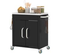 HOMCOM Carrello Multiuso con Armadietto e 6 Ganci in Acciaio Inox Nero
