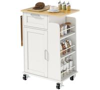 HOMCOM Carrello Multiuso con Cassetto, Portasciugamani e 3 Portaspezie Bianco