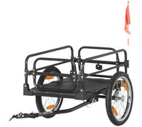 HOMCOM Carrello per Bici da 70L con 2 Ruote da 40cm in Acciaio e PE Nero