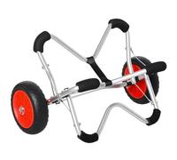 HOMCOM Carrello per Kayak in Alluminio Carrello per Barche Pieghevole Carrello di Trasporto Pneumatici in Similpelle Argento 75 kg 75 x 43 x 46 cm