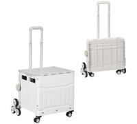 HOMCOM Carrello per la spesa, pieghevole, con manico telescopico regolabile, salire le scale con coperchio, trasportabile fino a 80 kg, colore: bianco