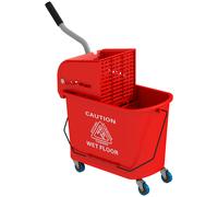 HOMCOM Carrello per Pulizie in Plastica PP da 20L con Secchio e Strizzatore, 60x27x70.5 cm, Rosso Aosom Italy