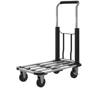 HOMCOM Carrello Pieghevole Portapacchi con Pedana Estensibile Capacità 150 kg