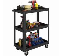 HOMCOM Carrello Porta Attrezzi a 3 Ripiani con 4 Ruote, 70.5x35x82.5 cm, Nero