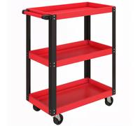 HOMCOM Carrello Porta Attrezzi a 3 Ripiani in Metallo e PP, 70.5x35x82.5 cm, Rosso e Nero Aosom Italy