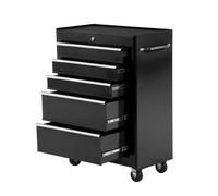 HOMCOM Carrello Porta Attrezzi con Ruote 5 Cassetti con Chiave Nero