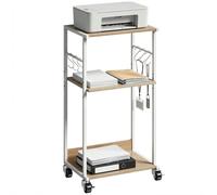 HOMCOM Carrello Porta Stampante a 3 Livelli, Supporto Stampante con Ruote con Fr