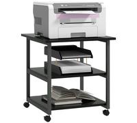 HOMCOM Carrello Porta Stampante a 3 Ripiani con 4 Ruote 50x50x52.5cm Nero