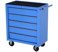 HOMCOM Carrello Porta Utensili con 5 Cassetti e Ruote 67.5x33x77cm Blu