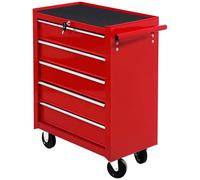 HOMCOM Carrello Porta Utensili con 5 Cassetti e Ruote 67.5x33x77cm Rosso