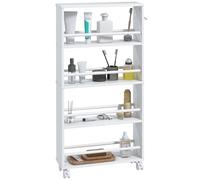 HOMCOM Carrello portaoggetti a 4 livelli, carrello con ruote con maniglie, con maniglia per cucina, soggiorno, bagno, lavanderia, bianco