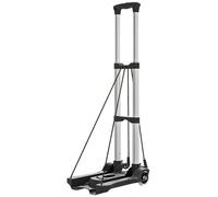 HOMCOM Carrello Portapacchi Pieghevole Capacità 40 kg con Maniglia Telescopica, Carrellino Porta Tutto in Alluminio e Plastica con 2 Cinghie, Nero