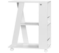 HOMCOM Carrello da Cucina in Legno con 2 Ripiani Aperti, Carrello Portavivande con Ruote Bloccabili, 60x38x77cm, Bianco