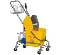 HOMCOM Carrello pulizie con gancio strizzamocio 26L Giallo