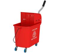 HOMCOM Carrello Pulizie da 20L con Secchio e Strizzatore in PP Rosso
