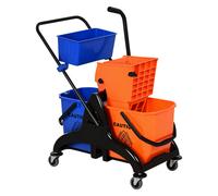 HOMCOM Carrello Pulizie da 26L con 2 Secchi Lavapavimenti Arancione e Blu