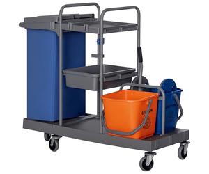 HOMCOM Carrello Pulizie Professionale 3 Ripiani 111x63.3x103 cm Grigio