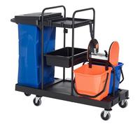 HOMCOM Carrello Pulizie Professionale 3 Ripiani 111x63.3x103 cm Nero
