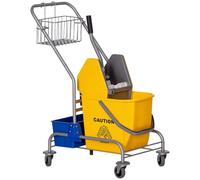 HOMCOM Carrello Pulizie Professionale Cesto Sospeso 72x49.5x95 cm Giallo