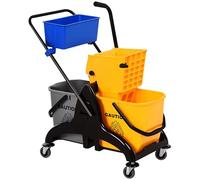 HOMCOM Carrello secchio per mocio con strizzatore, doppio secchio, 2x26L