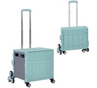 HOMCOM Carrello spesa pieghevole, carrello spesa con manico telescopico regolabile, montascale con coperchio, carrello da trasporto fino a 80 kg portatile, verde