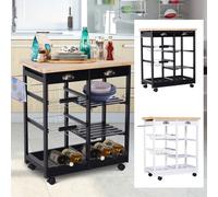 HOMCOM Carro de Cocina Carrito Auxiliar Multiusos Estantería con Ruedas Madera