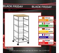 HOMCOM Carro muslimde baado con Ruedas 5 niveles Carrito Servicio Isla